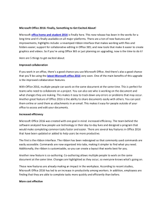 Microsoft Office 2016: Finally, Something to Get Excited About!