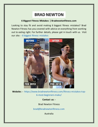 6 Biggest Fitness Mistakes  Bradnewtonfitness