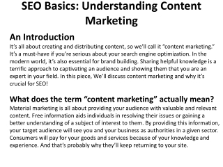 SEO Basics: Understanding Content Marketing