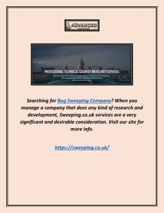 Bug Sweeping Company | Sweeping.co.uk