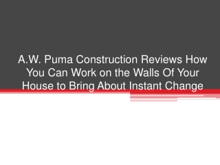 A.W. Puma Construction Reviews How You Can Work on the Walls Of Your House to Bring About Instant Change