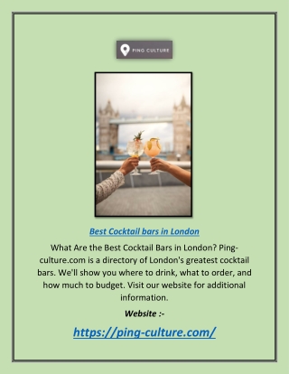 Best Cocktail Bars in London | Ping-culture.com