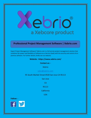 Professional Project Management Software  Xebrio