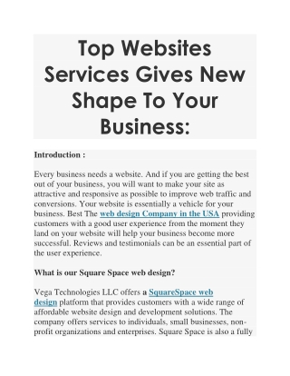 Top Websites Services Gives New Shape To Your Business