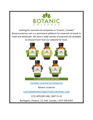 Canadian Essential Oil Companies  Botanicuniverse