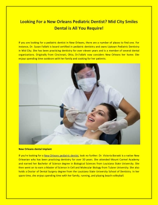 Looking For a New Orleans Pediatric Dentist? Mid City Smiles Dental is All You R