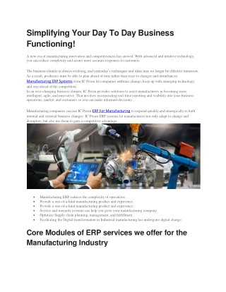 ERP SOLUTIONS FOR MANUFACTURING INDUSTRY BY IC-KPI