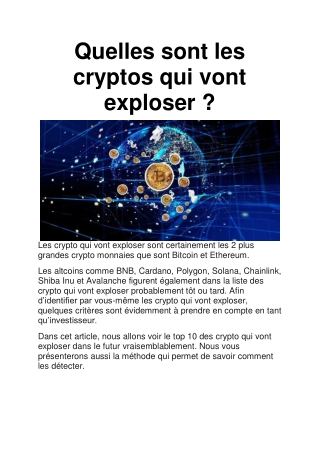 Quelles sont les cryptos qui vont exploser en 2022 ?