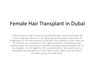 Female Hair Transplant in Dubai