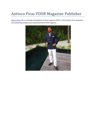 Antioco Piras FOUR Magazine Publisher