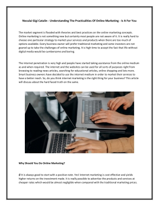 Neculai Gigi Catalin - Understanding The Practicalities Of Online Marketing