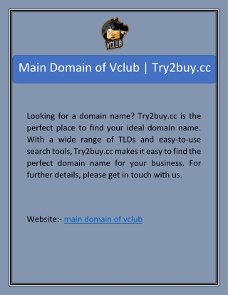 Main Domain of Vclub | Try2buy.cc