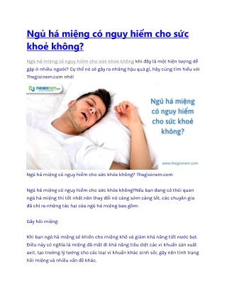 Ngủ há miệng có nguy hiểm cho sức khoẻ không?