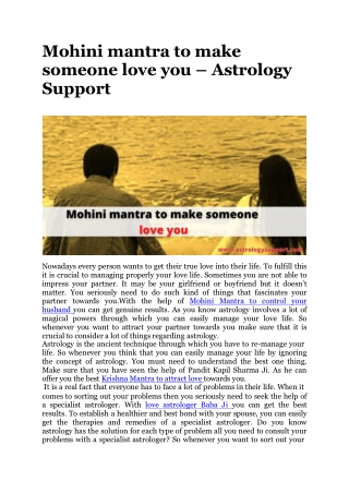 Mohini mantra to make someone love you – Astrology Support