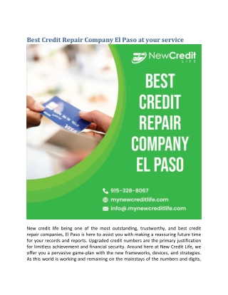 Best Credit Repair Company El Paso at your service
