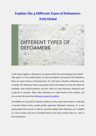 4 Different Types Of Defoamers