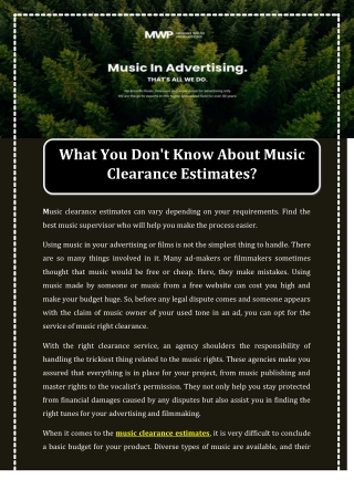 What You Don't Know About Music Clearance Estimates