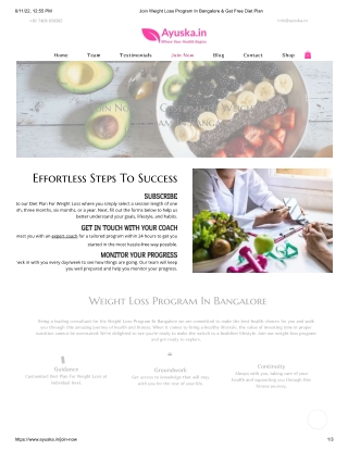 Diet Plan For Weight Loss Online | Ayuska