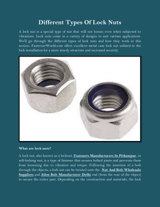 Different Types Of Lock Nuts