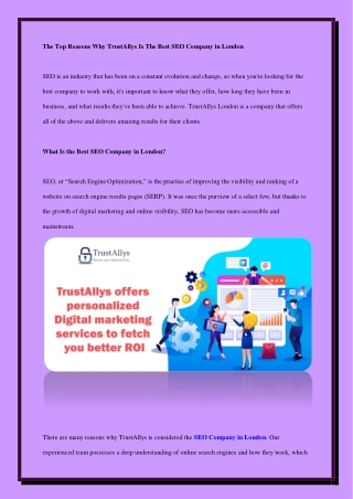 The Top Reasons Why TrustAllys Is The Best SEO Company in London