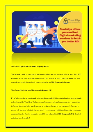 Why TrustAllys Is The Best SEO Company in UK
