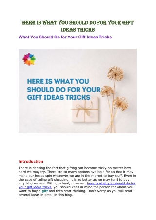 Here Is What You Should Do for Your Gift Ideas Tricks