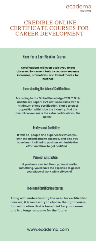 CREDIBLE ONLINE CERTIFICATE COURSES FOR CAREER DEVELOPMENT