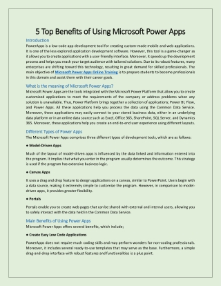5 Top Benefits of Using Microsoft Power Apps