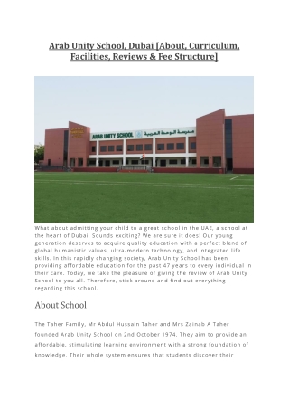 Arab Unity School Dubai