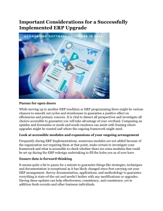 Important Considerations for a Successfully Implemented ERP Upgrade