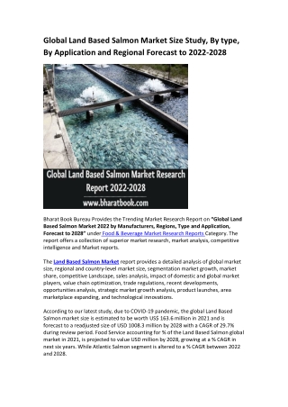 Global Land Based Salmon Market Research Report 2022-2028