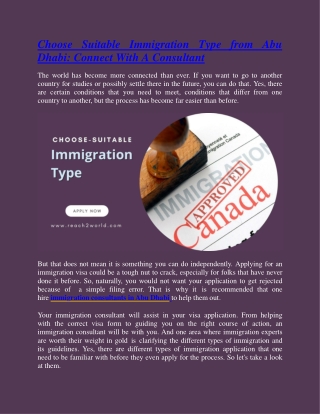 Choose Suitable Immigration Type from Abu Dhabi – Connect With A Consultant