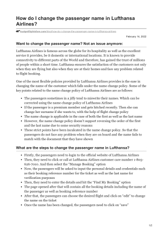 How can you change the passenger name in Lufthansa Airlines? Complete Process.