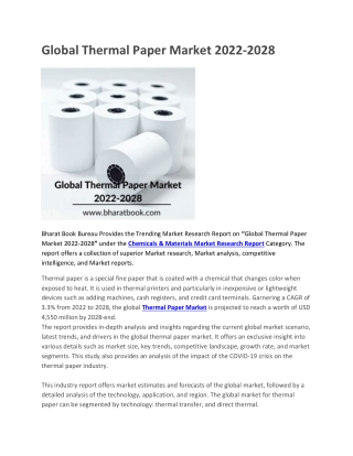 Global Thermal Paper Market 2022-2028