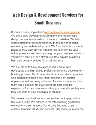 Web Design & Development Services for Small Business