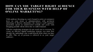 HOW CAN YOU TARGET RIGHT AUDIENCE FOR YOUR BUSINESS WITH HELP OF ONLINE MARKETING