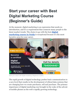 Start your career with Best Digital Marketing Course