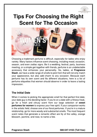 Tips For Choosing the Right Scent for The Occasion
