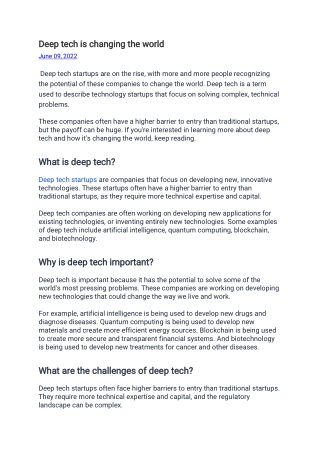 Deep tech is changing the world