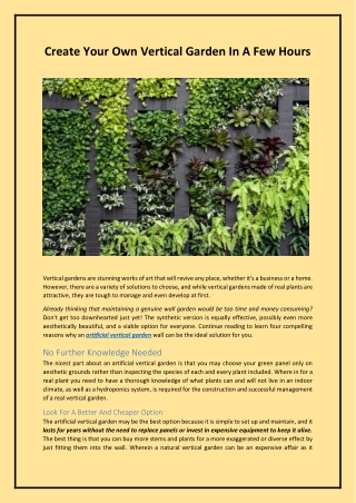 Create Your Own Vertical Garden In A Few Hours