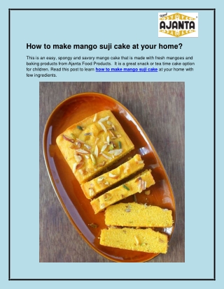 Mango suji cake recipe in Hindi 