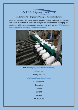 AFA Systems Ltd. – Engineered Packaging Automation Systems