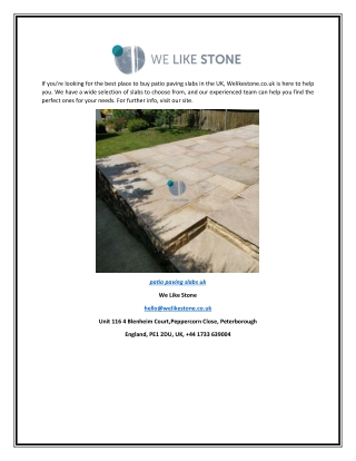 Patio Paving Slabs Uk | Welikestone.co.uk