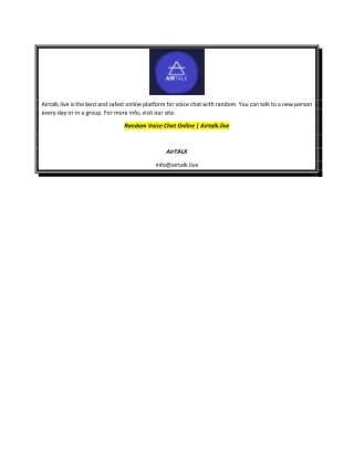 Random Voice Chat Online  Airtalk.live