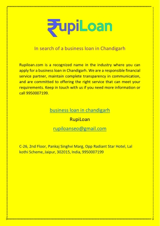 In search of a business loan in Chandigarh