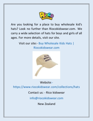 Buy Wholesale Kids Hats  Riocokidswear.com