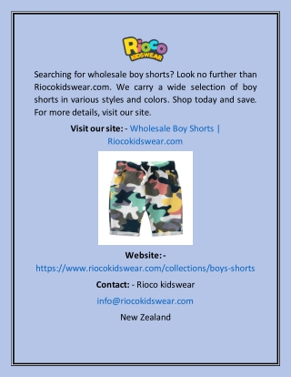 Wholesale Boy Shorts  Riocokidswear.com