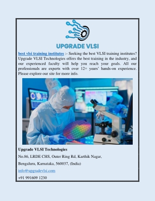 Get the best vlsi training institutes