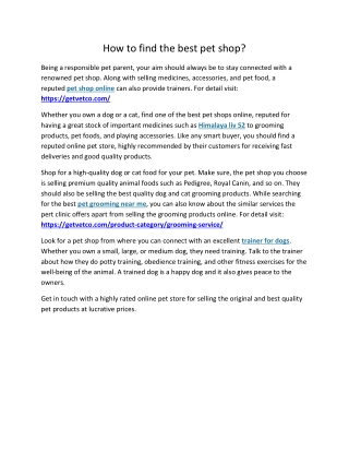 How to find the best pet shop?
