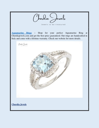 Aquamarine Rings | Chordiajewels.com